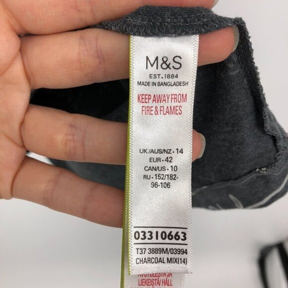 Sleep Well grey sleep script short muumuu pajama dress  size 10 - Picture 9 of 15